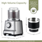 Commercial Electric Spice Grinder 750W - Heavy Duty Stainless Steel Herb Grain Coffee Grinder with Timer Pulse Mode - 2 Cups for Masalas Seeds Nuts Kitchen Use