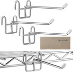 4 Pcs Accessory Hooks for Wire Shelving with Rubber Cover Heavy Duty Metal Hooks for Hanging Kitchen Utensils Wire Shelf Accessories Room Organization (Silver)