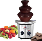 Total Chef 3 Tier Chocolate Fountain - Electric Fondue Machine, 1.5 lbs Capacity, Melts Hot Dark Dipping Chocolate for Party, Wedding & Events, Stainless Steel