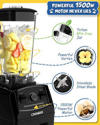 CRANDDI Professional Blender,1500 Watt Commercial Blenders for Kitchen with 70oz Capacity and Self-Cleaning, Classic Blenders for Shakes and Smoothies, Build-in Pulse, YL-010-B