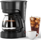 COWSAR Compact 5-Cup Coffee Maker with Pause & Brew,a Permanent Filter, and Simple One-Touch Operation.Enjoy Auto Keep-Warm Coffee, Commercial Grade, Perfect for Home/Office/Outside-Black