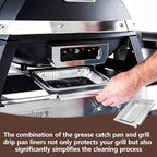 67047 Oil Catch Pan with 6415 15-Pack Aluminum Pan Liners for Weber Spirit I&II 200 and 300 Gas Grills, 83156 Grease Drip Tray Liners Parts for Weber Genesis I&II LX200/300 Series,for Weber Traveler