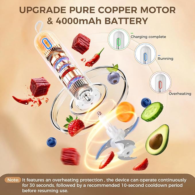 Glass Food Processor with 3 Blades & 4 Bowls (8 Cup + 3x0.5 Cup), Small Food Processor& Meat Grinder - Compact Design for Meal Prep, Baby Food, Sauces - Dishwasher Safe
