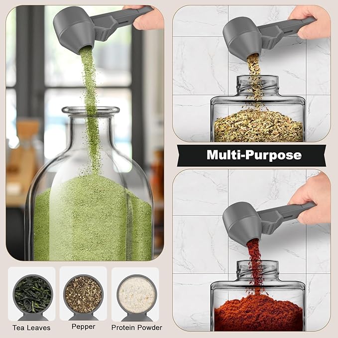 Coffee Scoop & Funnel for Reusable K Cup Refillable Coffee Pods, Coffee Measuring Spoon 2 Tablespoon Capacity, Scoop with Funnel for Ground Coffee, Protein Powder, Tea (Grey, 1 Pack)