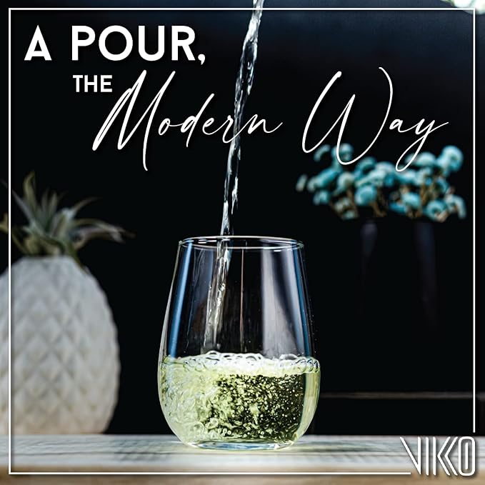 Vikko 12.25 Ounce Stemless Wine Glasses | – Dishwasher Safe – For Parties, Weddings, and Everyday – Great Gift Idea – Set of Six Stemless Wine Glass Tumblers