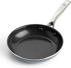 Blue Diamond 8" Nonstick Frying Pan Skillet, Diamond Infused PFAS & PTFE-Free Ceramic Pot, Dishwasher & Oven Safe, Stay Cool Handle, Durable Non Toxic Metal Utensil Safe, Egg & Omelet Pan, Gray