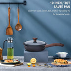 Vinchef Nonstick Deep Frying Pan Saute Pan with Lid, 10in/3Qt Skillet Pan, German 3C+ Ceramic Coating Technology, Aluminum Casting, Induction Compatible