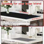 78.7”x23.6”(200cmx60cm) Heat Resistant Mat for Countertop, Silicone Mats for Kitchen Counter, Extra Large Counter Mat, Nonslip Mats for Crafts Countertop Protector, Black