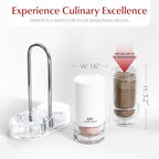 White Salt and Pepper Shakers with Holder - Elegant Stainless Steel Salt Shaker and Pepper Shaker Set with Acrylic Holder for Kitchen Counter or Restaurant Table