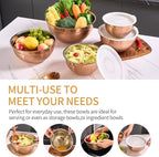 Rose Gold Mixing Bowls with Airtight Lids, Stainless Steel Nesting Mixing Bowls Set of 5, Ideal for Baking, Prepping and Serving Food, Size 5.5, 3.6, 2.7, 2.1, 1.5, QT, Stackable Design