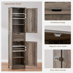 Iwell 67" Tall Storage Cabinet, Narrow Storage Cabinet with Drawer & Adjustable Shelves, Bathroom Cabinet, Floor Cabinet for Living Room, Home Office, Rustic Oak