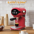 Espresso Machine with Steam Milk Frother Semi Automatic 20 Bar Compact Red with Toggle Switch for home Cafetera Espresso, Latte, Cappuccino, Americano, Macchiato