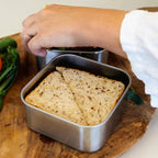 Flexibento - Leak proof Stainless Steel Lunch Box | Lunch Containers with Lids | Steel Bento Box |Metal lunch Box|1*25 OZ+ 2*13 OZ + 2 *2 OZ| Set Of 5 |Vanilla (Vanilla 52 Oz Set (set of 5))