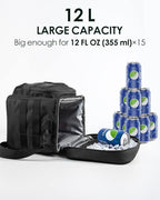 TACTICISM Tactical Lunch Box for Men, 12L MOLLE Lunch Bag Adult, Up to 8 Hours Insulated lunchbox, Large Durable Leakproof Cooler with Detachable Water Bottle Pouch, for Work Camping Fishing, Black