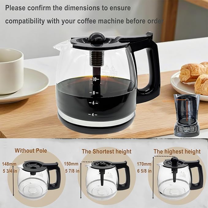 universal coffee pot replacement for 12 cup coffee maker, Compatible with Mr Coffee, Black&Decker, Hamilton Beach& most brand coffee maker in market, pls refer to detail for compatibility.