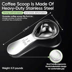 Coffee Scoop set,1&2Tablespoon Measuring spoon (2pieces) Ergonomic sdesign stainless steel manufacture,Coffee Scoop for Ground Coffee, Fits inside Airscape Canisters. (1TBSP&2TBSP(15ML&30ML))