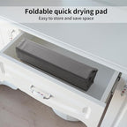 Stone Dish Drying Mat with PU Leather Surface for Kitchen Counter, Water-Absorbent Collapsible Roll up, Quick Dry, Non-Slip for Cups Dishes Bottles,Removable and washable(Medium Gray, 23.6”x15.4”)