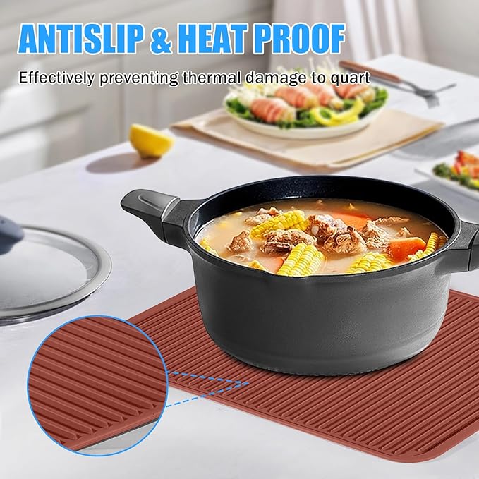 Silicone Trivet Mat Extra Large Heat Resistant Non-Slip Pot Holder Multi Purpose Kitchen Hot Pad for Hot Dish Mat Utensil Drying Rack 14.2"×11 "