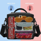 FlowFly Insulated Reusable Lunch Bag Adult Large Lunch Box for Women and Men with Adjustable Shoulder Strap,Front Zipper Pocket and Dual Large Mesh Side Pockets,Dot