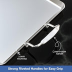 Stainless Steel Double Griddle for Gas or Electric Double Burner Cooktop, 18'' x 11.5'' Non-Stick Stove Top Flat Griddle Grill Pan Skillet for Indoor Medium or Low Heat Dual Burner Stove