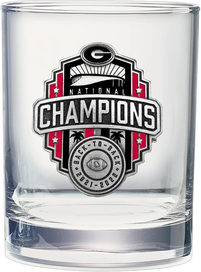 Heritage Pewter Georgia Bulldogs 2022 National Championship Double Old Fashion | Double Rocks Glass 14 OZ for Liquor | Expertly Crafted Pewter Glass