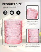 YOUBET 24PCS Plastic Drinking Glasses - 14OZ Pink Hobnail Drinkware Glasses - Vintage Glassware Textured Beaded Cups for Water, Beer, Whiskey, Juice and Various Mixed Drinks