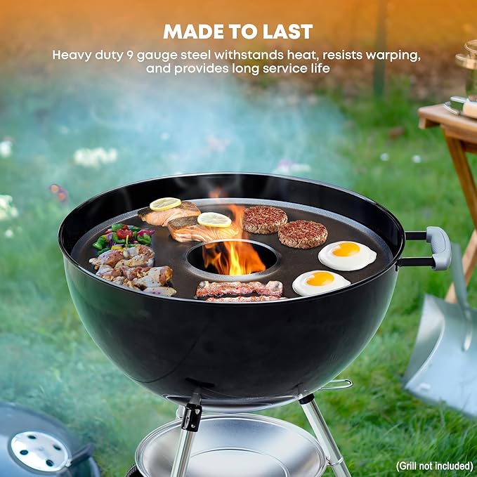 Stanbroil Round Griddle Insert for Weber 22" Kettle Charcoal Grill, Nonstick Coating Flat Top Griddle Plate, 22 Inch Kettle Grill Accesories, Black