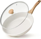SENSARTE Nonstick Ceramic Frying Pan Skillet with Lid, 12.5 Inch Omelet Pan, Healthy Non Toxic Chefs Pan, Induction Compatible Egg Pan with Heat Resistant Handle, Free of Intentionally Added PFAS/PTFE