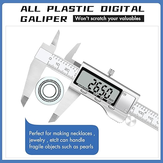 Digital Caliper Measuring Tool, Stainless Steel Vernier Caliper Digital Micrometer with Large LCD Screen, Easy Switch from Inch Metric Fraction, 6 Inch/150mm Caliper Tool for DIY/Household