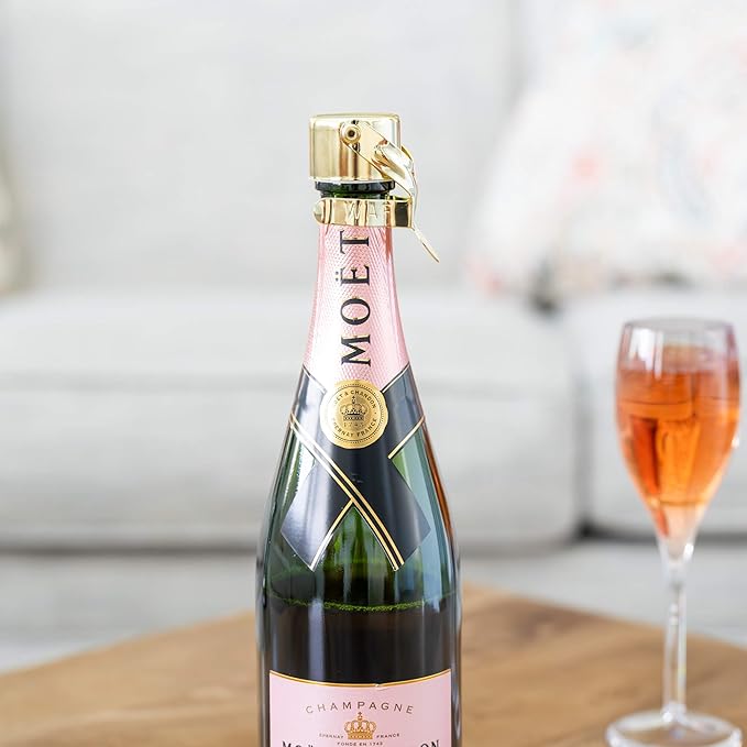 Champagne Stoppers by Kloveo - Patented Seal - Made in Italy - Professional Grade WAF Champagne Bottle Stopper - Prosecco, Cava, and Sparkling Wine Stopper - Gold