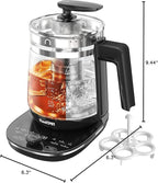 Glass Electric Kettle With Tea Infuser and Temperature Control - 1.5L Stainless Steel Tea Maker, 1200W Rapid Boiling, Programmable Control for Teas and Coffee - Black