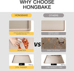 Quarter Sheet Baking Pan Nonstick - HONGBAKE Commercial Cookie Sheet for Baking with Diamond Texture Surface, 57% Thicker Carbon Steel 9 x 13 Baking pan