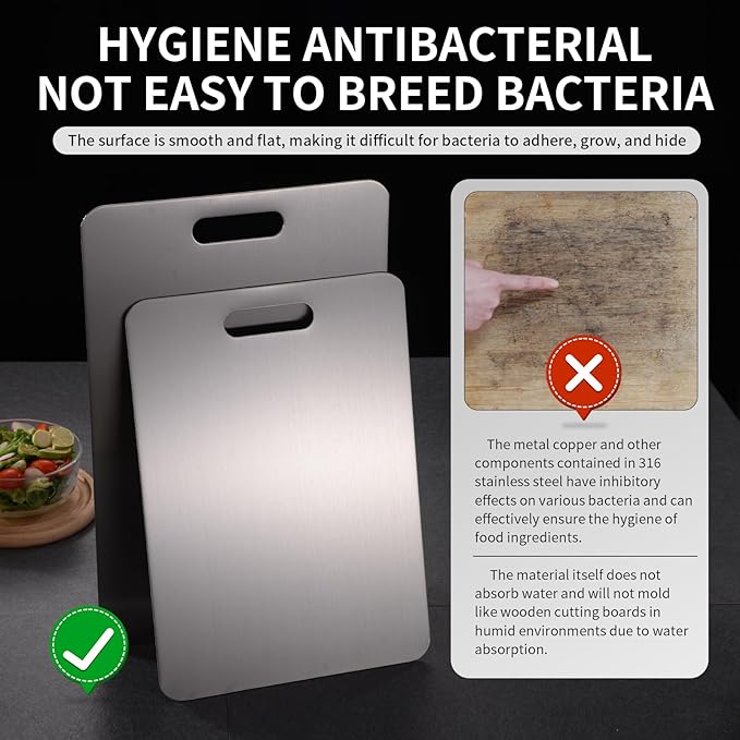 Katuchef Titanium Cutting Board 2025 New Upgrade Pure Titanium Cutting Boards for Kitchen Double Sided Cutting Boards Non Toxic,Hygiene Durable Chopping Board Suitable for Dishwasher Safe(13.38*9.05)