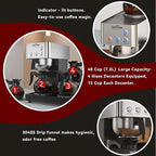 crosson 12 Cup Commercial Coffee Brewer with 4 Warmers & 4 Glass Decanter,Pour Over Drip Coffee Maker with Stainless Steel Housing and 304 SS Funnel