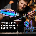 IOV Mixology Bartender Kit with Stand | 12-Piece Cocktail Shaker Set | 24oz Martini Shaker Set for Drink Mixing | Bar Set Includes All Bar Tools and Recipe Booklet | Fun Housewarming Gift (Rainbow)