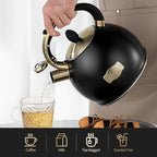 Stovetop Tea Kettle - 2.64 Quart Whistling Tea Pot for Stove Top, Stainless Steel Tea Kettle for All Stovetops Including Induction, Gas, Electric | Ergonomic Pouring Design