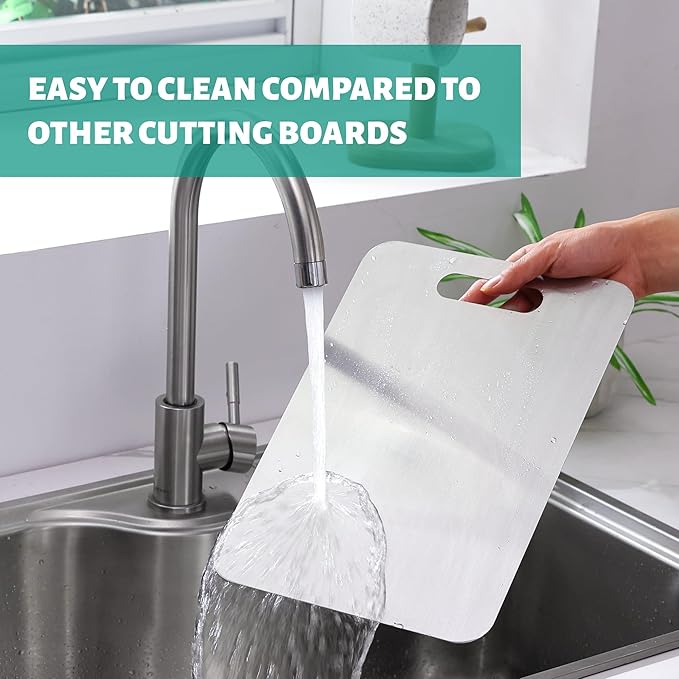 Stainless Steel Cutting Board, 3 PCS Cutting Boards for Kitchen, 304 Stainless Non Stick Chopping Cutting Board for Meat Fruit & Vegetable, Dishwasher Safe (15.3 x 11, 13.4 x 9, 11.8 x 7.9 in)