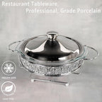 Casserole Dish 9"Glass Baking Dish with Stainless steel Lid and rack, Silver round 1.5 Qt Baking Pan For Casserole & Lasagna, Microwave Dishwasher Freezer Oven Safe