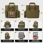 Maelstrom Tactical Lunch Box, 23 L Insulated Lunch Bag for Men, Expandable Double Deck Lunch Cooler Bag,Large Leakproof Soft Lunch Tote with Detachable MOLLE Bags, for Adult Women Work,Picnic,Khaki