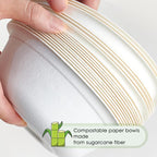 ECOLipak 16 oz Paper Bowls, [150-Pack] Compostable Paper Bowls Bulk, Heavy-duty Disposable Bowls for Hot And Cold Food