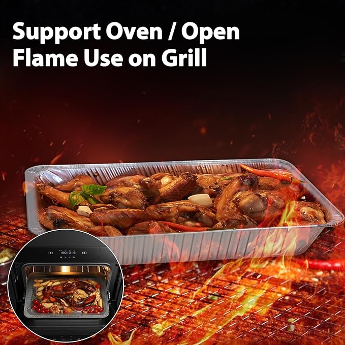 Aluminum Foil Pans 20 Pack, 9x13 10 Pack, 21x13 10 Pack, Disposable Full Size Large & Small Food Containers for Roasting, Restaurants, Cooking, Heating, Buffets