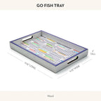 MACKENZIE-CHILDS Wooden Tray with Handles, Rectangular Tray for Serving, Go Fish
