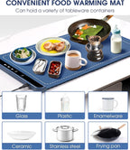 Silicone Electric Warming Tray with 3 Temperature Settings, Rollable Food Warming Mats for Heating，Easy-to-Use Portable Food Warmer for Daily Use - Bright Blue