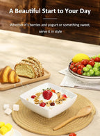 Yedio Porcelain Soup Bowls Set of 6, 28 OZ Square Cereal Bowls, Rice Bowl, for Ice Cream and Dessert Snack, Wedding Party Gift, Microwave Safe Bowl