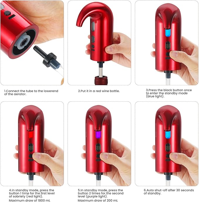 3-in-1 Electric Wine Aerator, Decanter & Dispenser Set – USB Rechargeable Automatic Wine Pourer, Ideal Gift for Wine Lovers