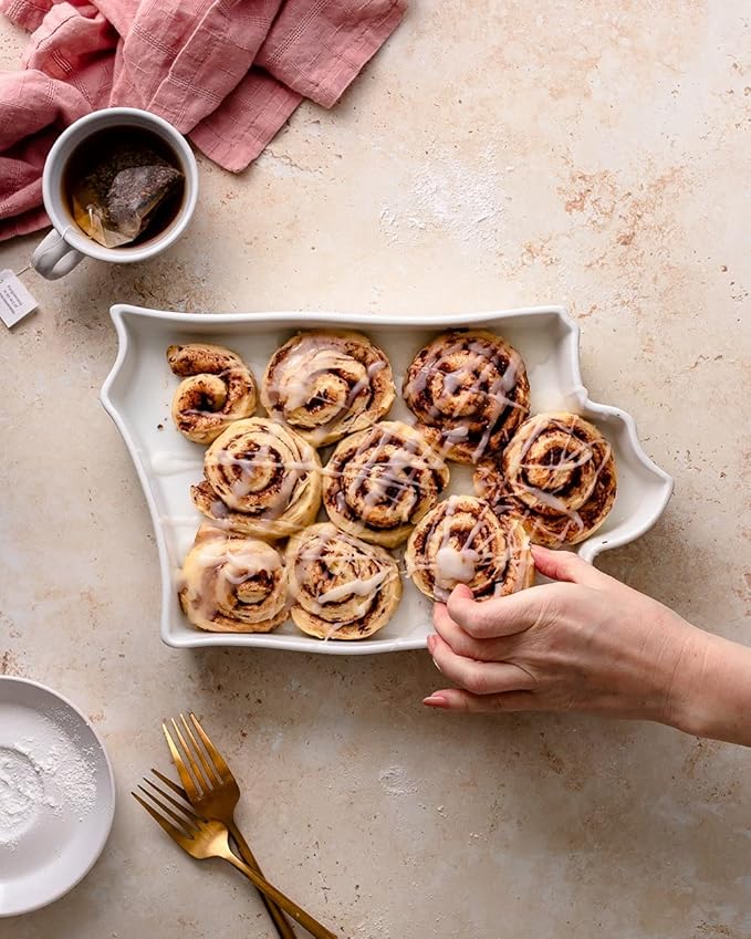 Iowa Shaped Baking Dish Serving Platter or Decorative Tray Charming Porcelain Bakeware Oven Microwave and Dishwasher Safe