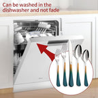 Colorful Silverware Set 20 Piece 18/0 Stainless Steel Flatware green orange Handle Cutlery Set Service for 4 Fork Knife Spoon Set Mirror Finish Dishwasher Safe