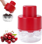 Cherry Pitter Tool,7 Hole Push Button Quick Release Cherry Pitter Multifunctional Fruit Pit Remover with Splatter Protector for Kitchen, Cake Shop, Fruit Salad(COLOR:Red)