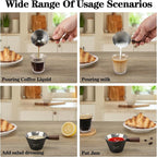 Mongdio Espresso Measuring Cup, Stainless Steel Espresso Shot Cups with Wooden Handle and Double Spouts, 3.4OZ/100ML, Black