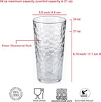 KOXIN-KARLU Hammered 15-ounce and 24-ounce Plastic Tumbler Acrylic Glasses Drinking Cups, set of 12 Clear